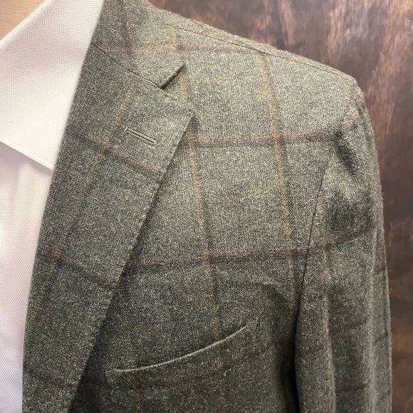 BOGLIOLI Made in Italy Deconstructed Wool-Cashmere Check Dover Jacket Size 48